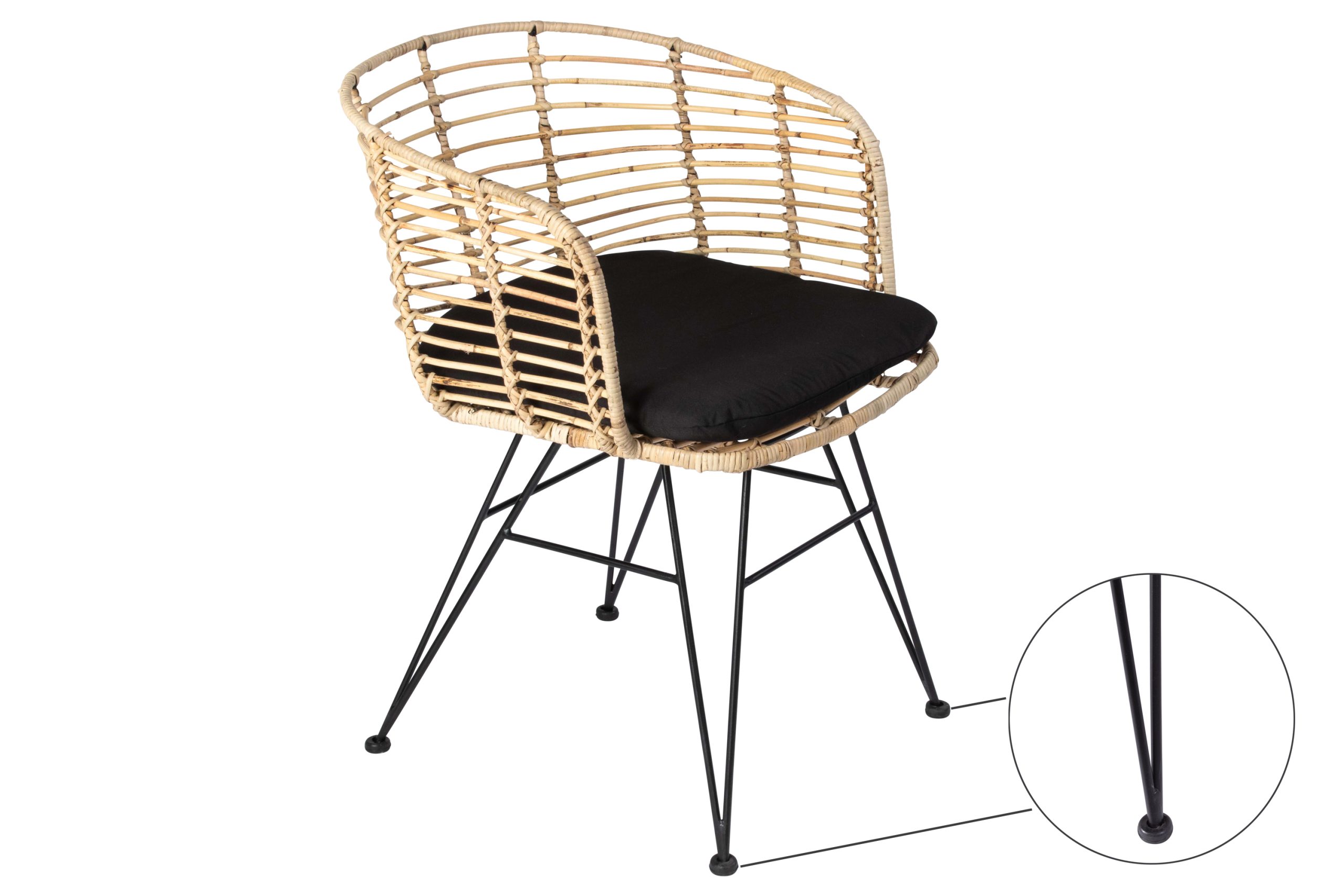 Esszimmerstuhl inkl. Sitzkissen Rattanstuhl natur Metallfüße NAIROBI – Bild 9