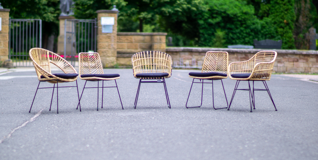 Esszimmerstuhl inkl. Sitzkissen Rattanstuhl natur Metallfüße NAIROBI – Bild 11