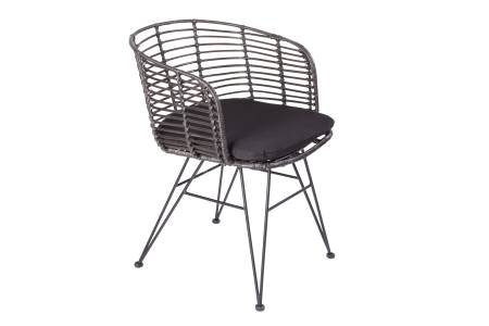 Esszimmerstuhl inkl. Sitzkissen Rattanstuhl anthrazit Metallfüße NAIROBI