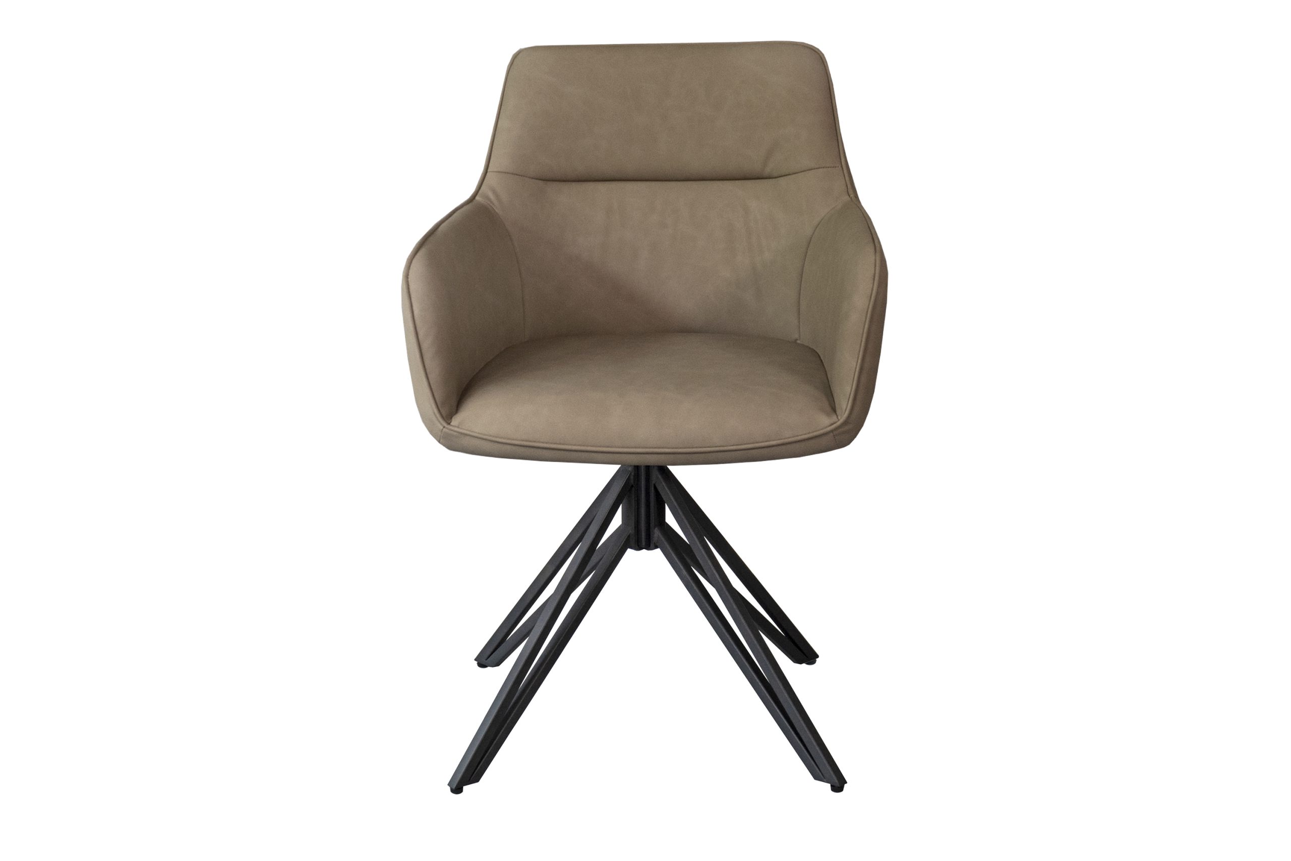Drehstuhl 180 Grad drehbar Armlehnstuhl taupe Metallgestell schwarz PITT – Bild 4
