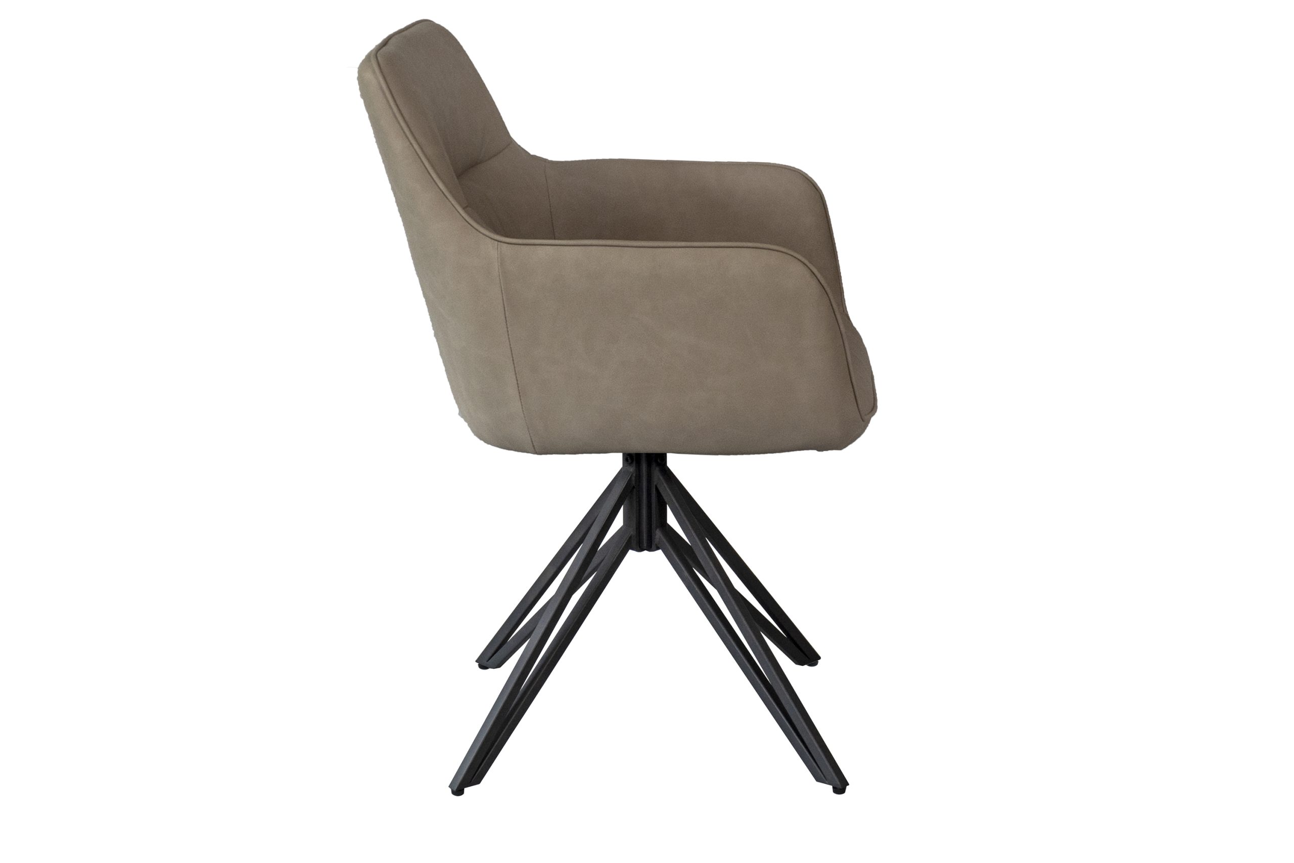 Drehstuhl 180 Grad drehbar Armlehnstuhl taupe Metallgestell schwarz PITT – Bild 5