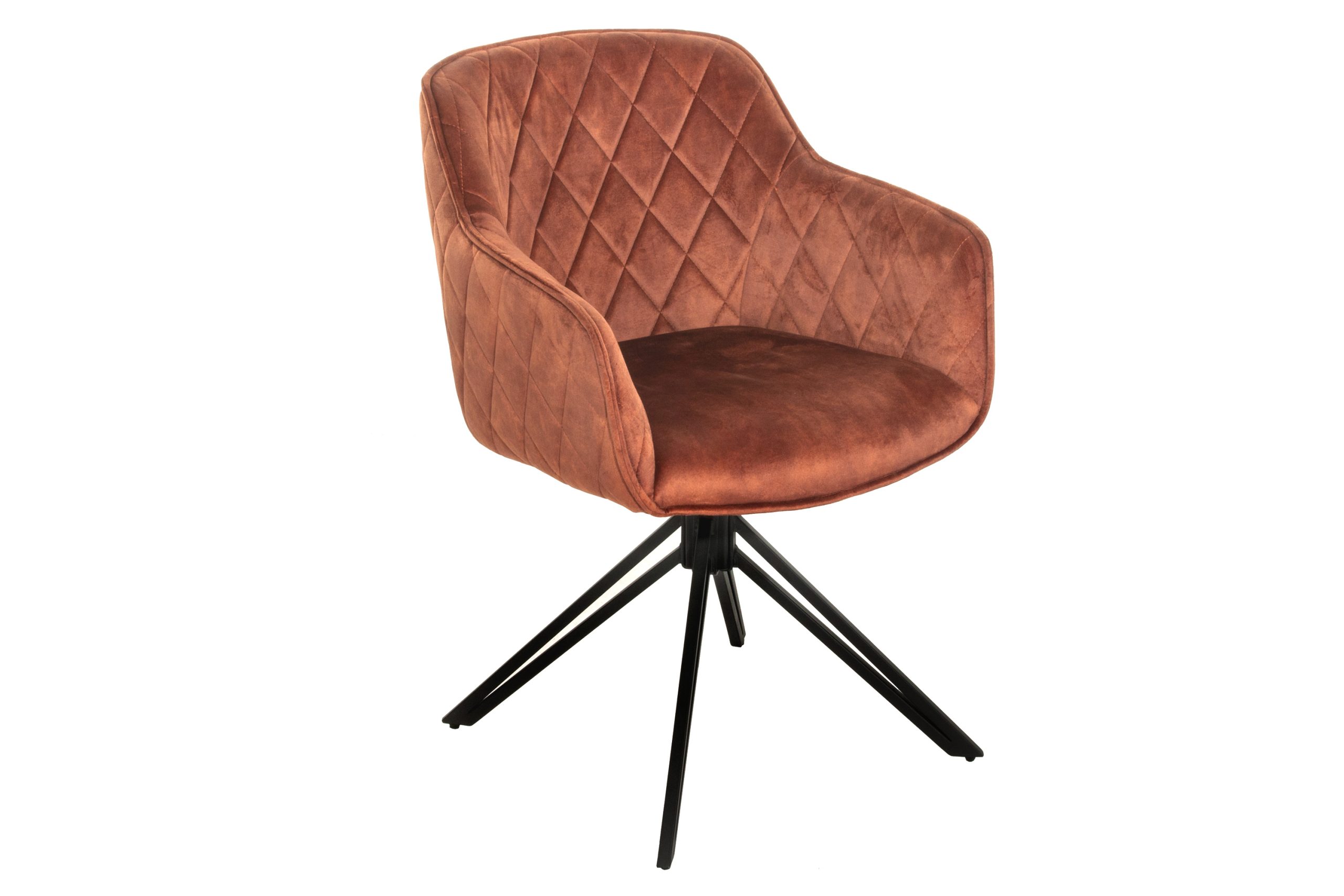 Esszimmerstuhl Drehstuhl 180 Grad Samtbezug Braun Rauten-Muster groß SAMOS