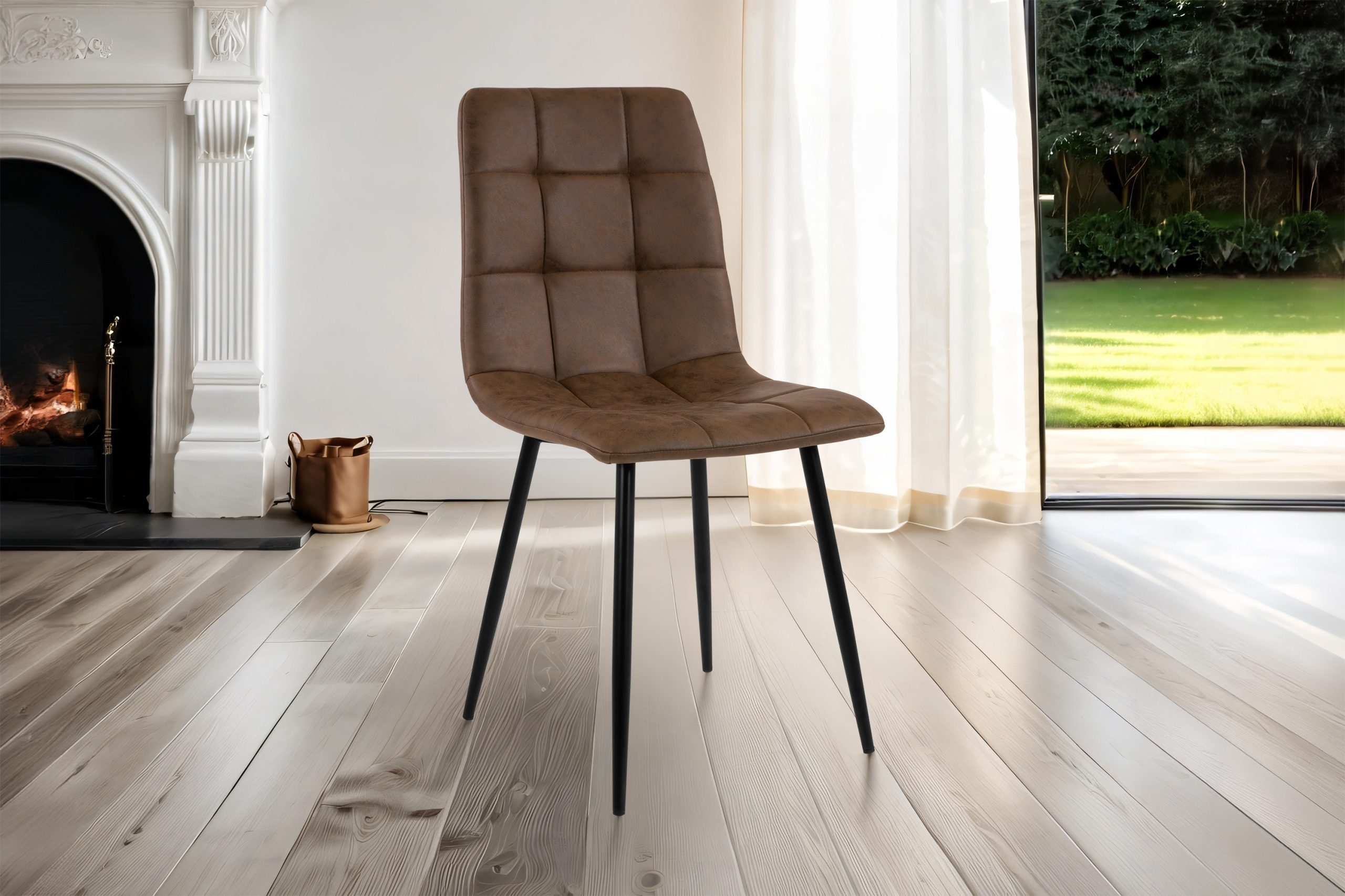 Polsterstuhl Schalenstuhl mit Stoffbezug braun ULLI – Bild 4