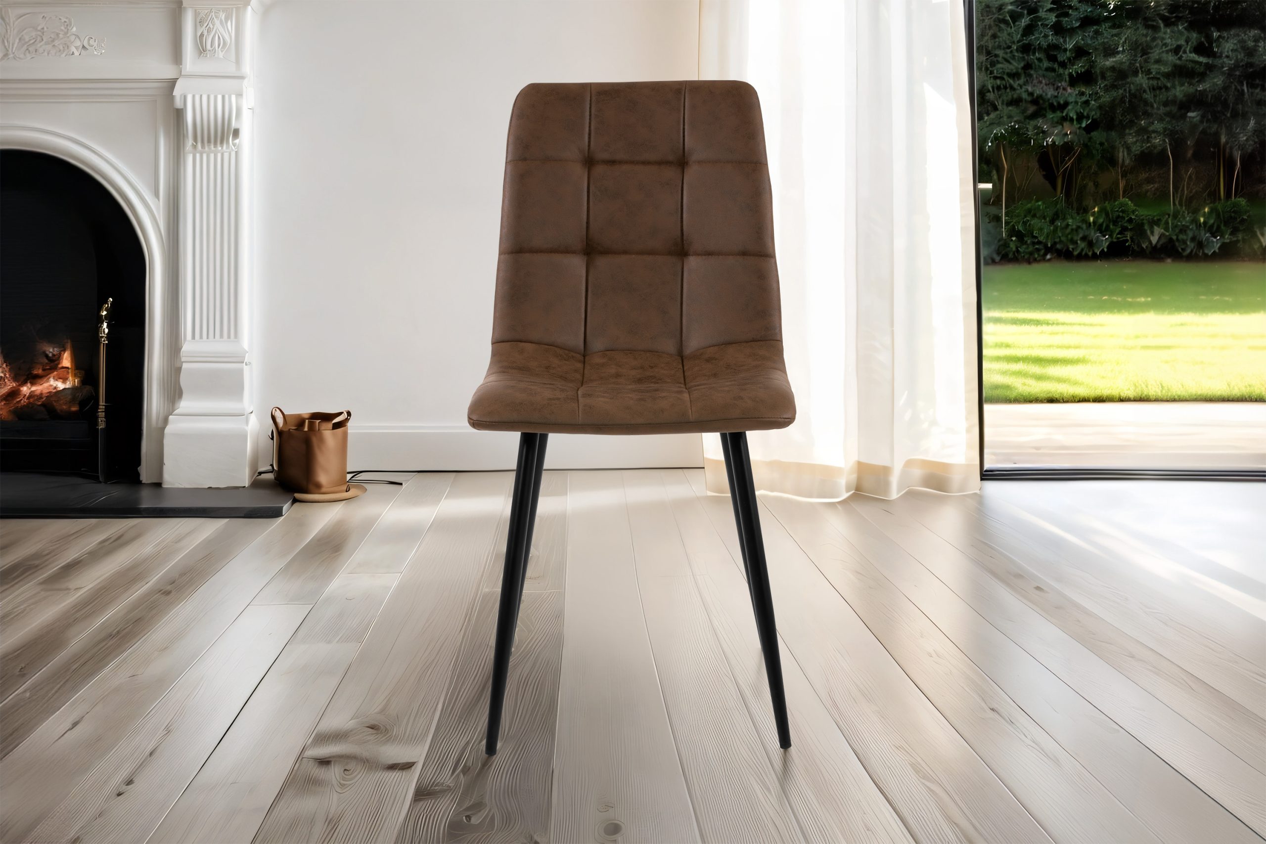 Polsterstuhl Schalenstuhl mit Stoffbezug braun ULLI – Bild 5