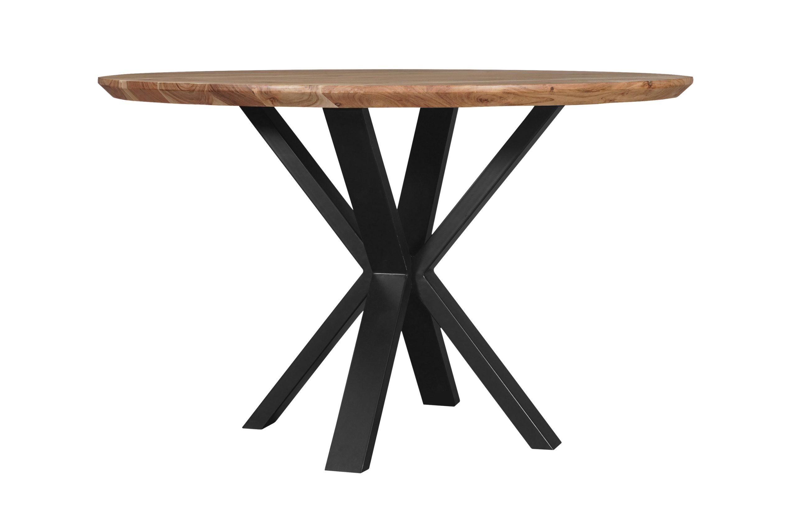 Runder Esszimmertisch Akazie naturfarben Schweizer Kante 120 cm Spider-Gestell schwarz KIMBERLY – Bild 4