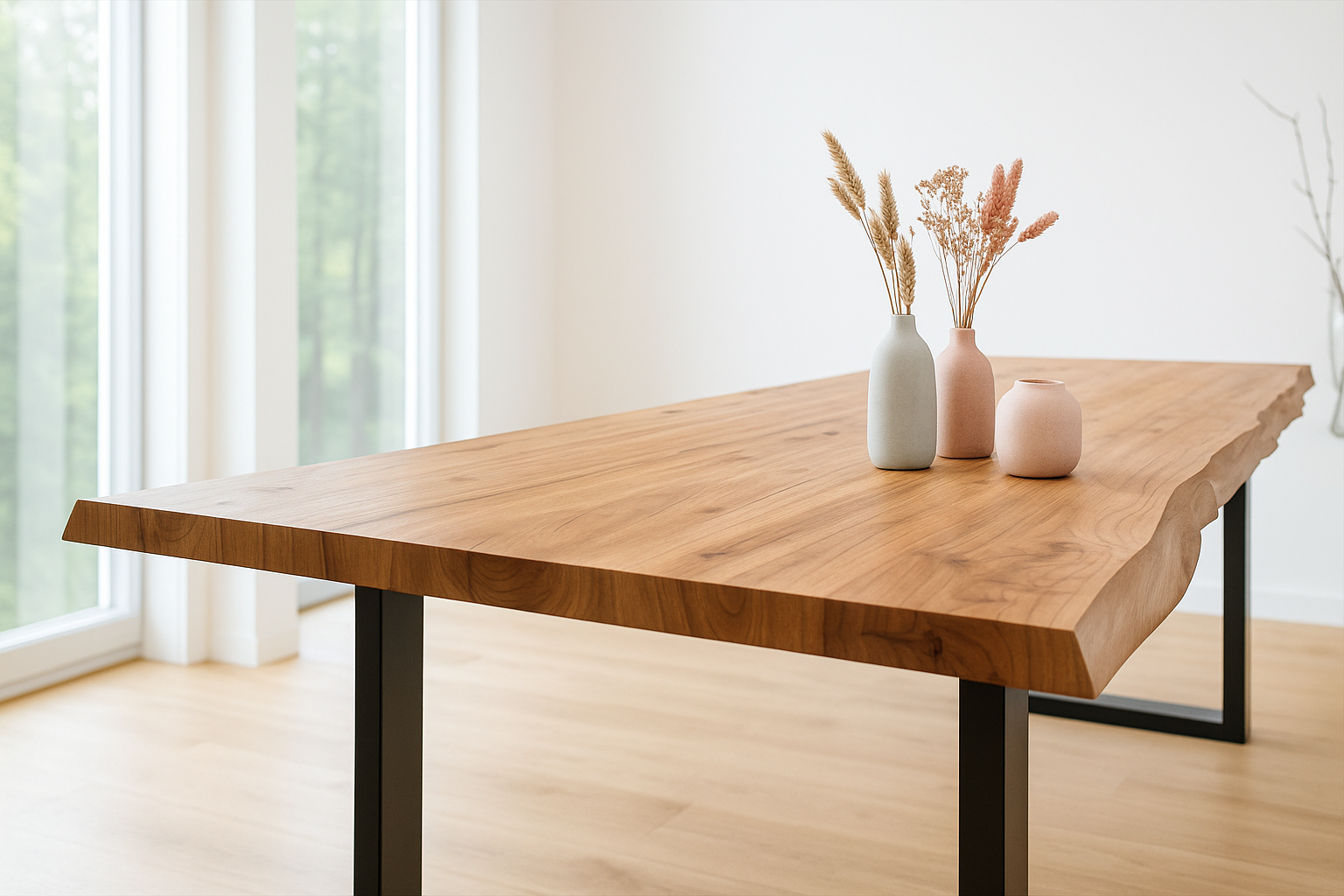 Esstisch Baumkante massiv Akazie natur 280 x 100 cm U-Gestell schwarz LIAM – Bild 4