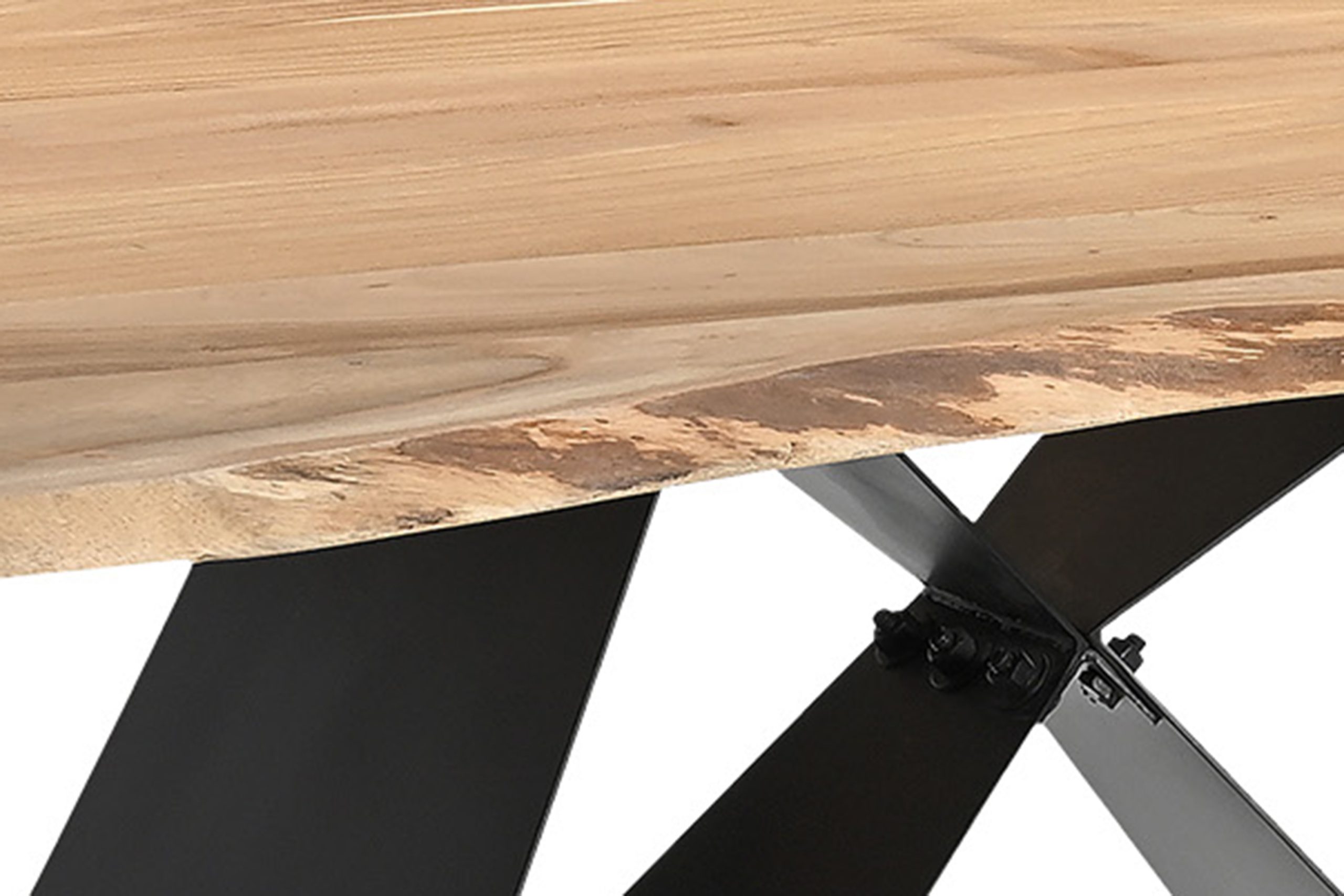 Esstisch 175x90cm Akazie massiv natur Baumkante Butterfly-Gestell schwarz MICK – Bild 3