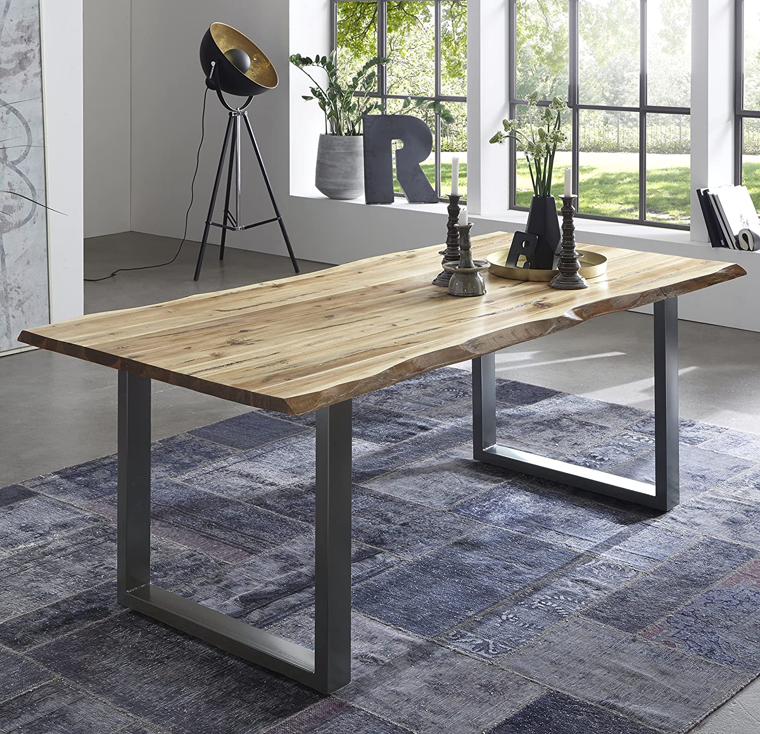 Baumkanten Tischgruppe Akazie natur 160 silber 3tlg. QUINN – Bild 7