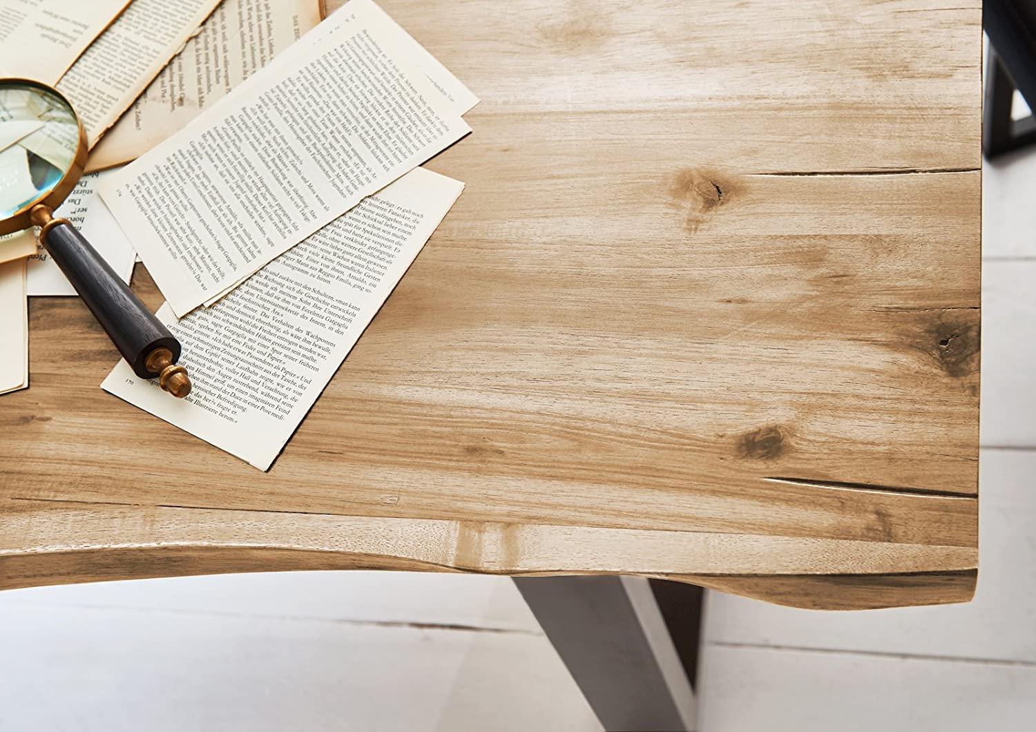 Baumkanten Tischgruppe Akazie natur 200 silber 3tlg. QUINN – Bild 6