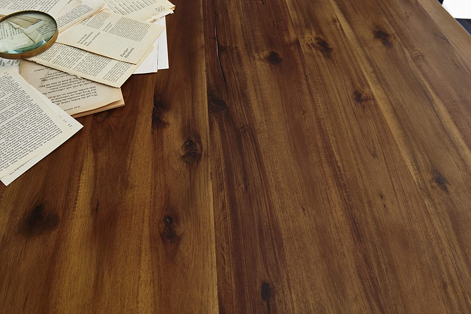 Baumkanten Tischgruppe Akazie nussbaum 160 silber 3tlg. QUINN – Bild 5