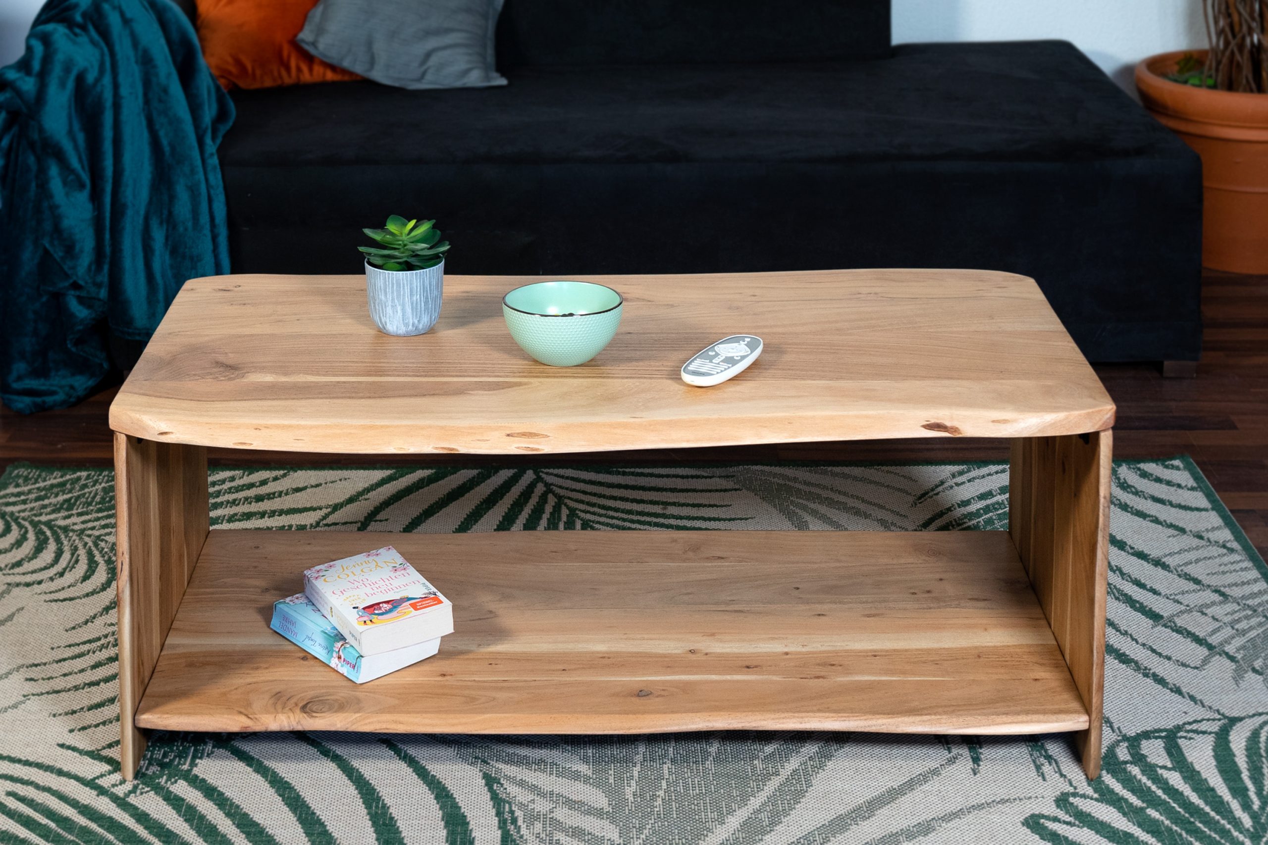 Couchtisch Baumkante Akazie natur 115 x 55 cm Massivholz-Sofatisch ADA