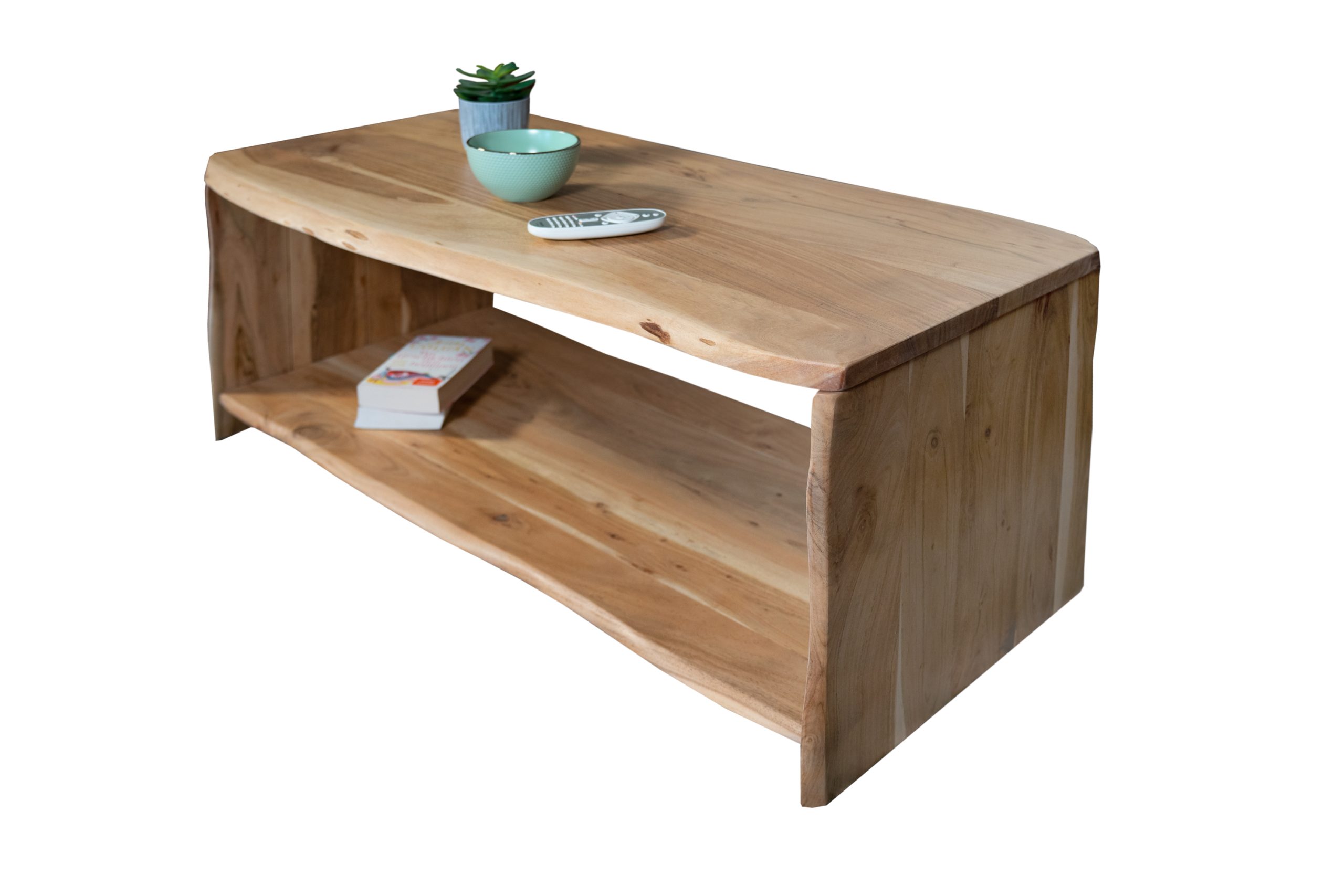 Couchtisch Baumkante Akazie natur 115 x 55 cm Massivholz-Sofatisch ADA – Bild 2
