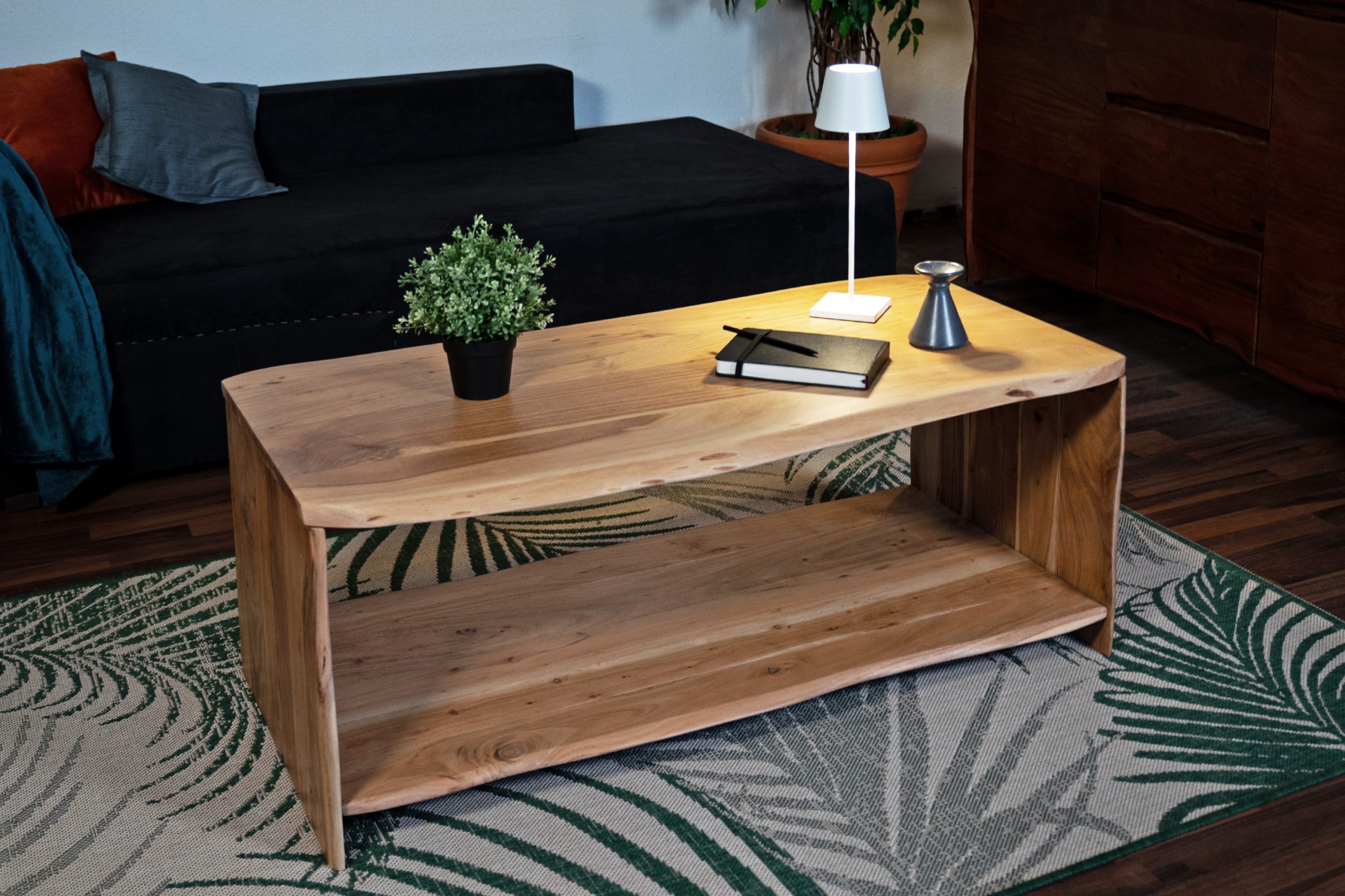 Couchtisch Baumkante Akazie natur 115 x 55 cm Massivholz-Sofatisch ADA – Bild 5