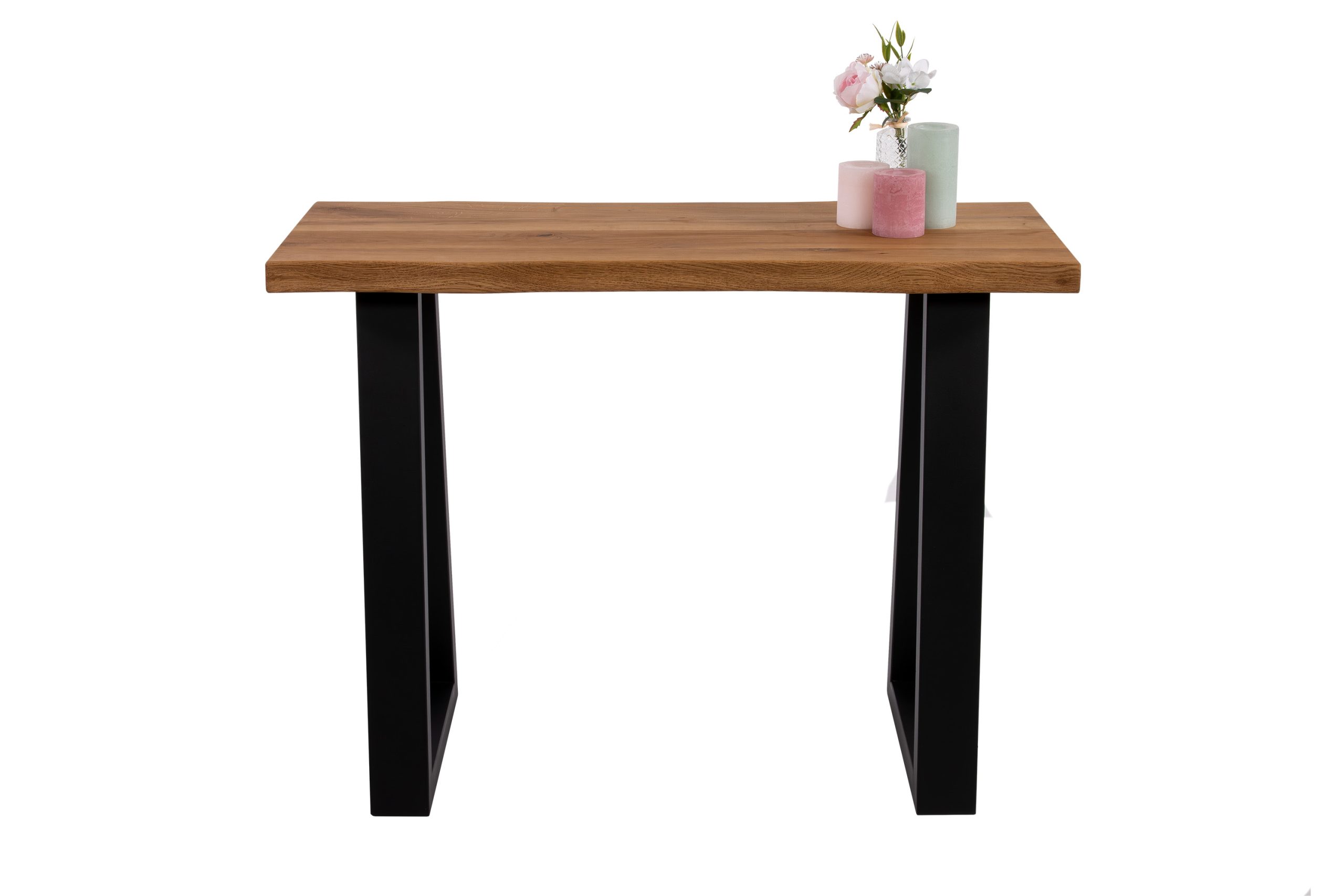 Konsolentisch 100 x 40 cm Wildeiche Trapez Metallgestell Flurtisch Ablage Gerda – Bild 7