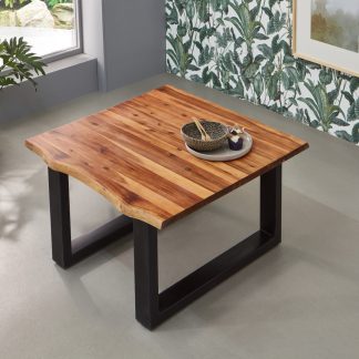 Baumkanten Couchtisch 90 x 90 cm Akazie/cognac schwarz ESRA