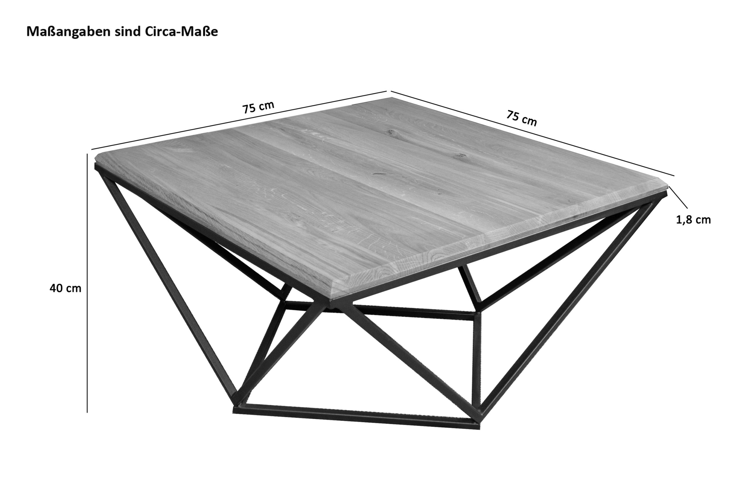 Couchtisch 75 x 75 cm Wildeiche Sofatisch Ablage Saskia – Bild 4