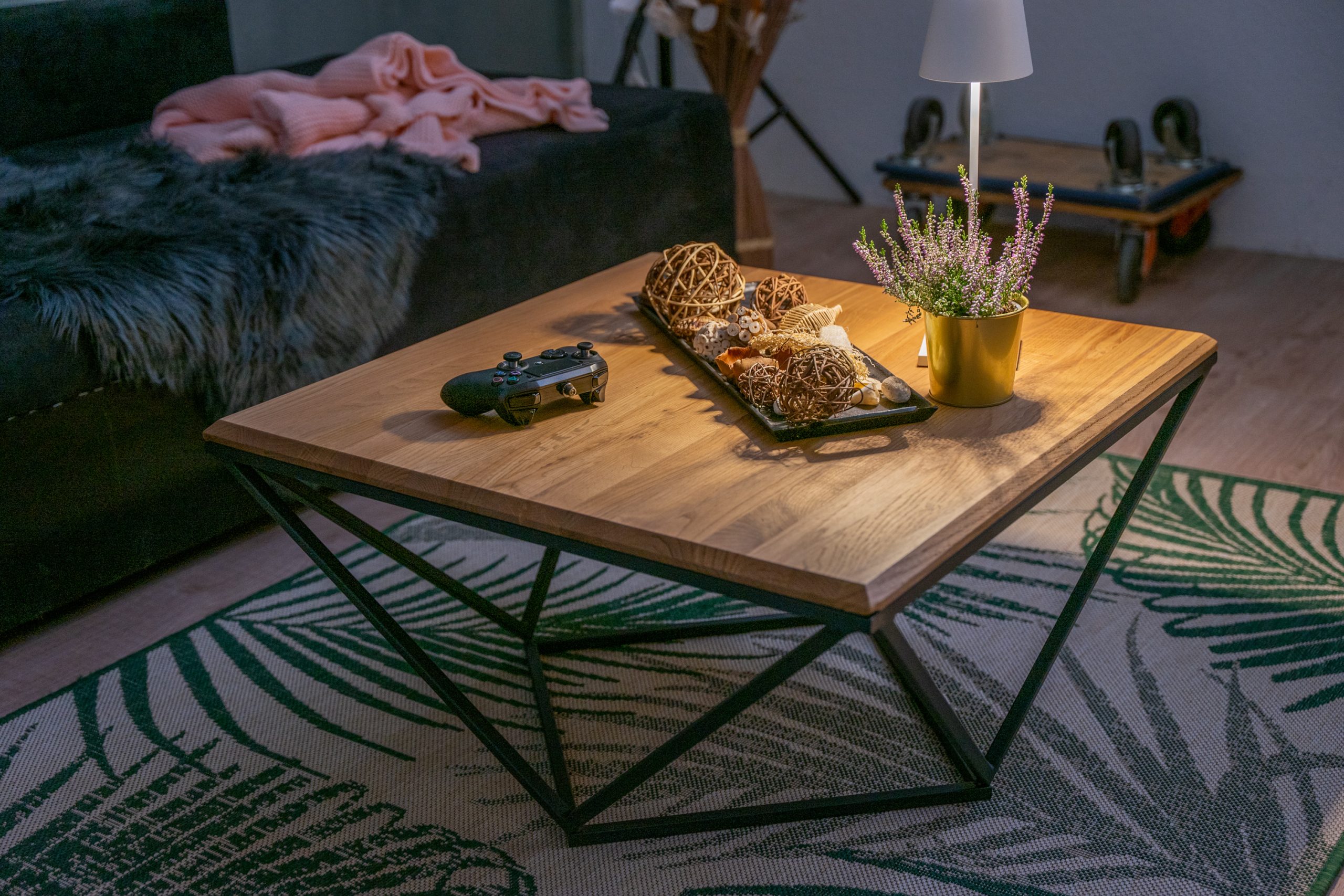 Couchtisch 75 x 75 cm Wildeiche Sofatisch Ablage Saskia – Bild 7