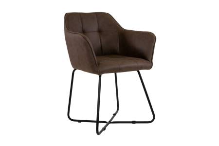 Esszimmer Armlehnstuhl Wildleder-Optik Metallbeine schwarz KIRIN