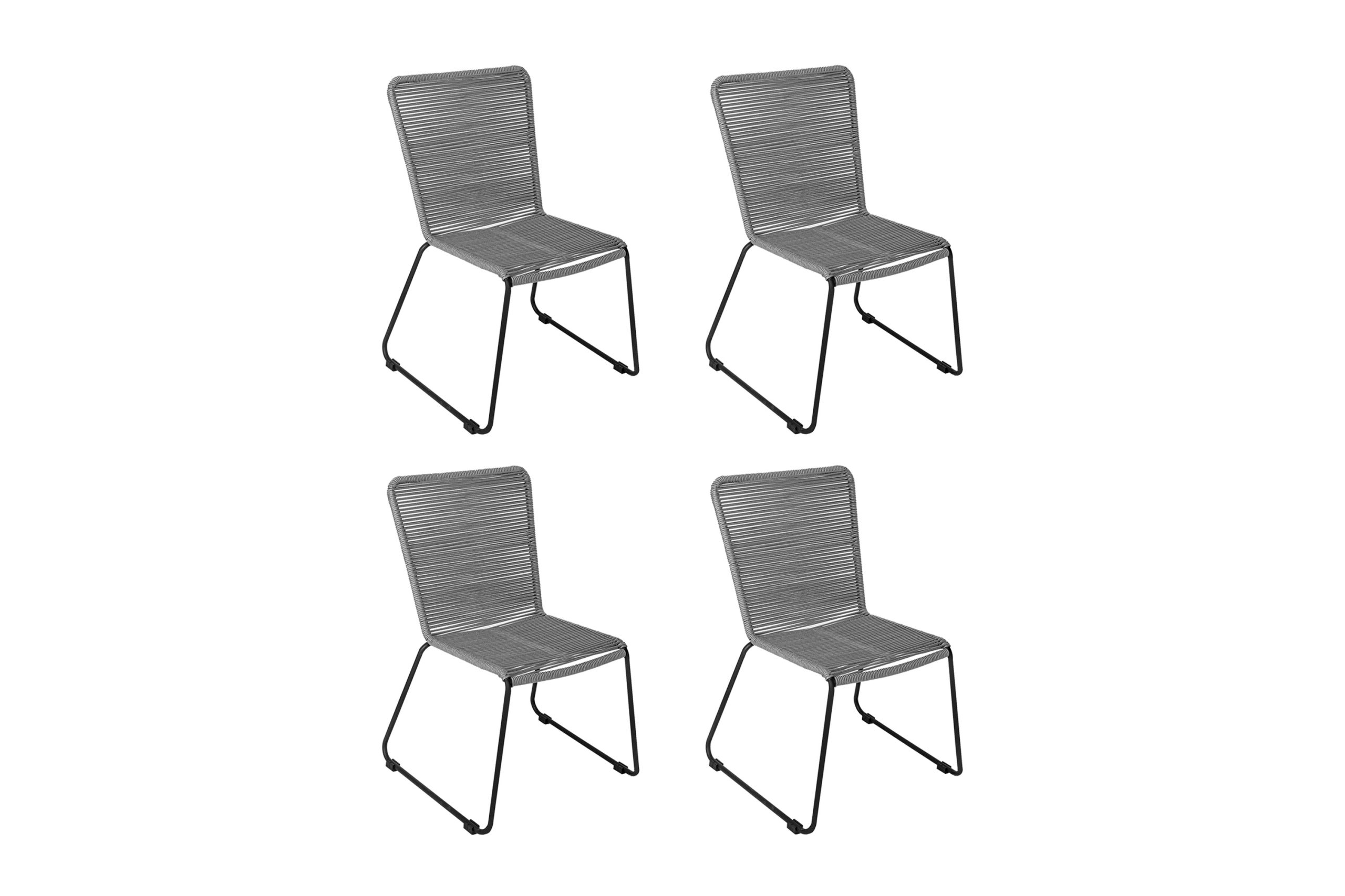 Esszimmerstuhl Rope Chair Polyester Grau Eisen-Gestell schwarz ISRA (4er Set)