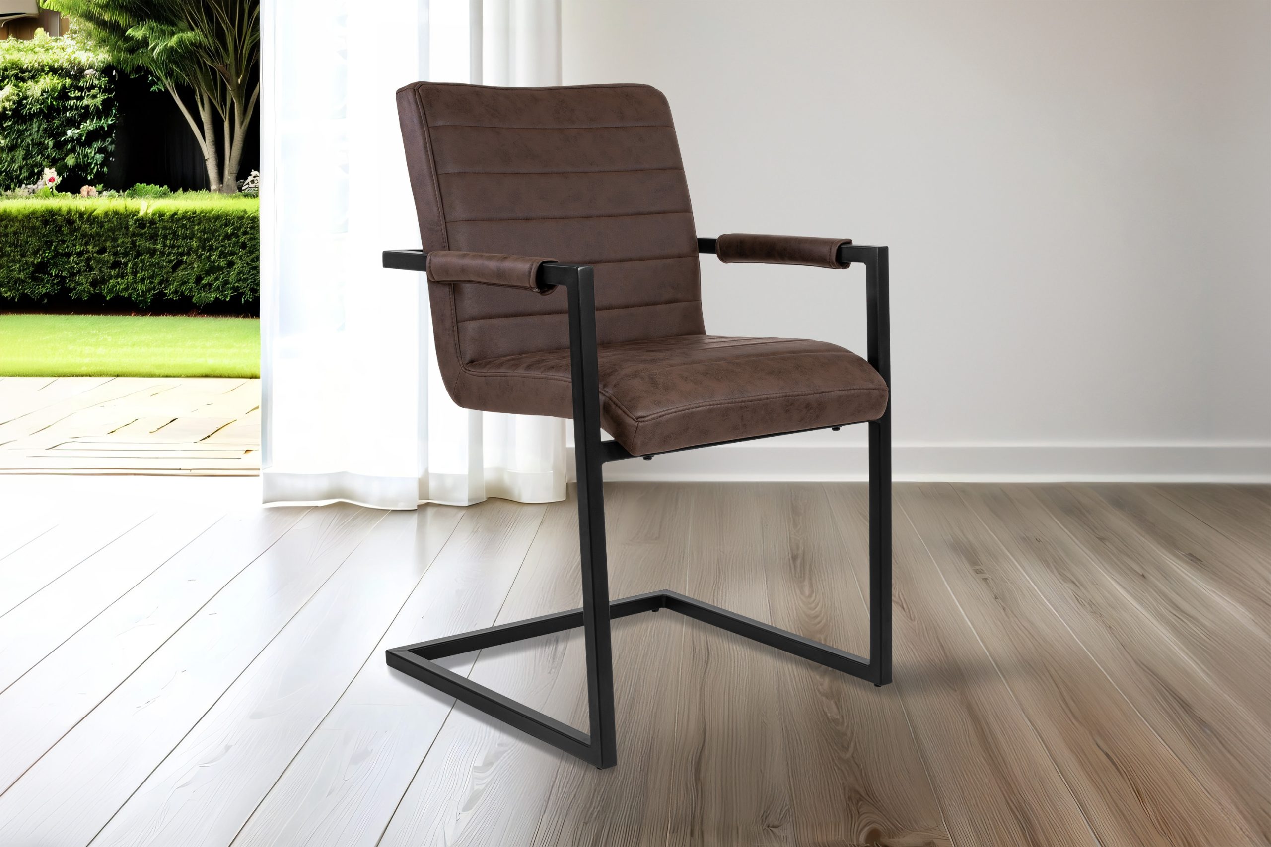 Esszimmerstuhl Freischwinger Wildlederoptik Antik PARZIVO – Bild 4