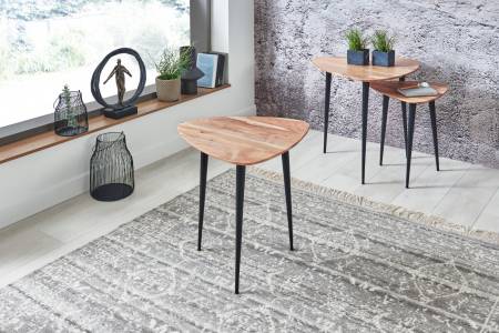 Beistelltisch 50x50 cm Akazie massiv & naturfarben Couchtisch Unikat ELSA