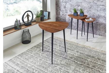 Beistelltisch 60x60 cm Akazie massiv & nussbaumfarben Couchtisch Unikat ELSA