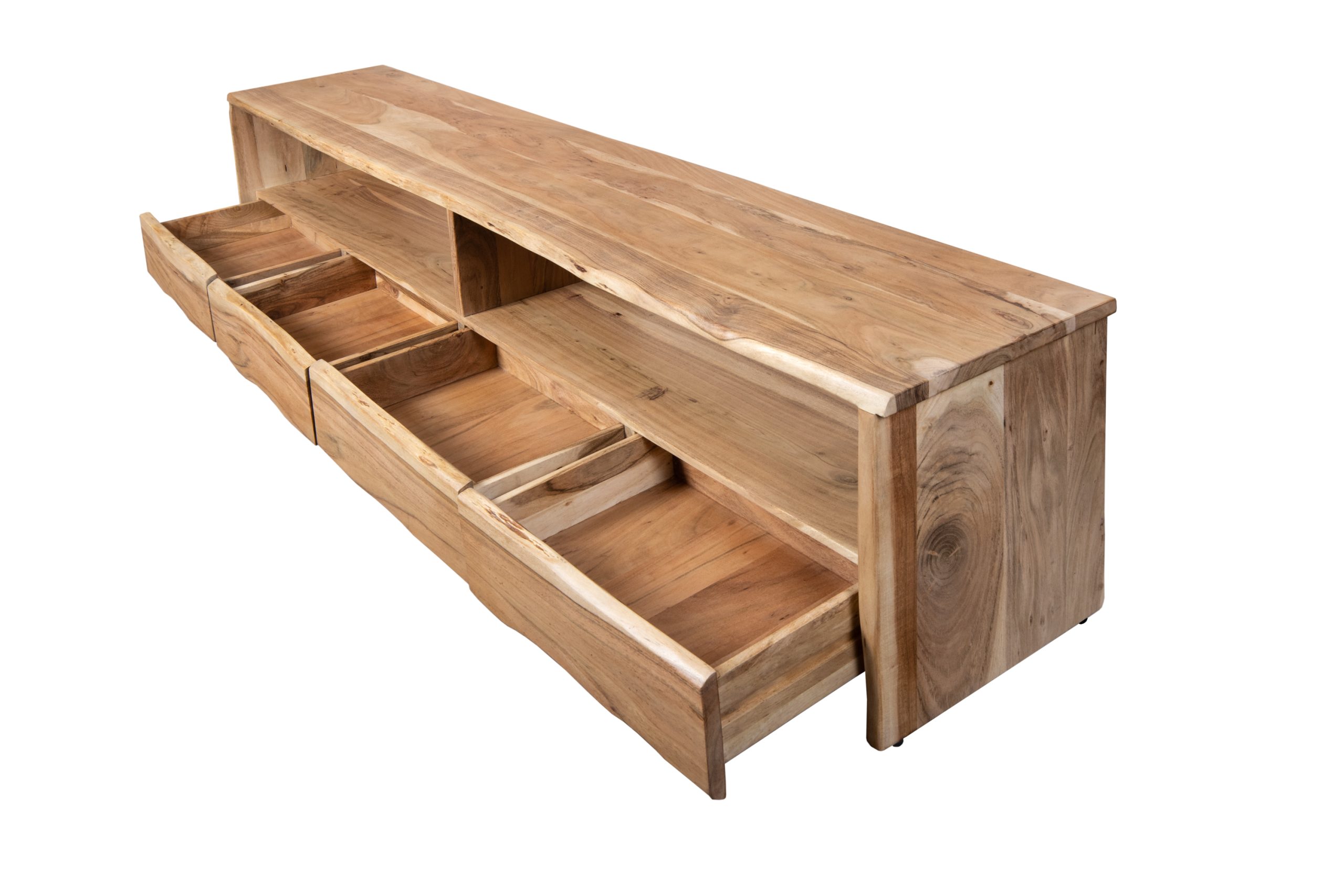 Lowboard Akazienholz massiv natur TV-Board 230 x 45 x 50 cm DAHLIA III – Bild 6