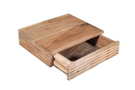 Wandregal Akazienholz massiv 30x25x8 cm Holzregal natur Wandkonsole LEONA