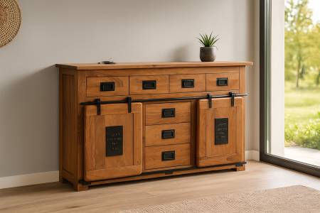 Sideboard Akazienholz massiv nussbaum Kommode 150 x 90 x 45 cm LIBRO