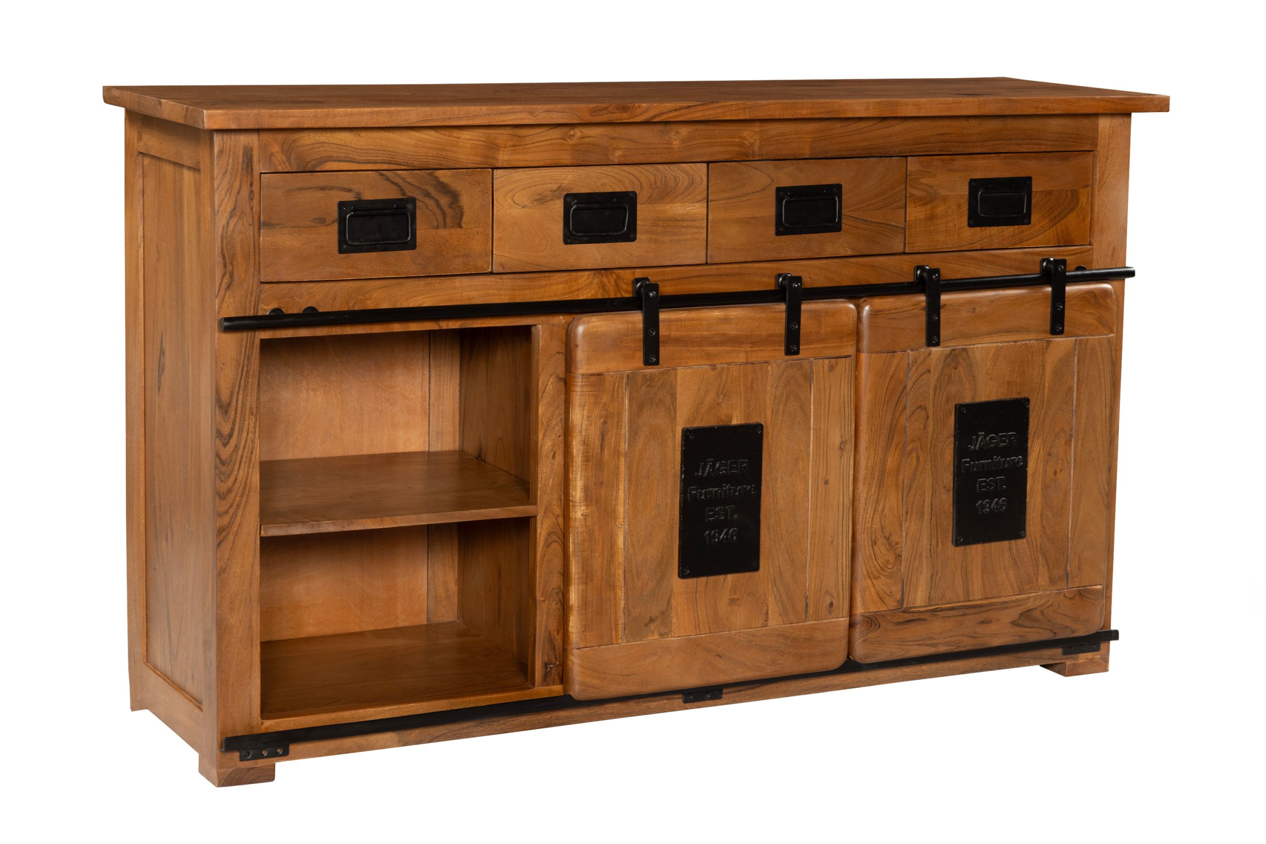 Sideboard Akazienholz massiv nussbaum Kommode 150 x 90 x 45 cm LIBRO – Bild 2