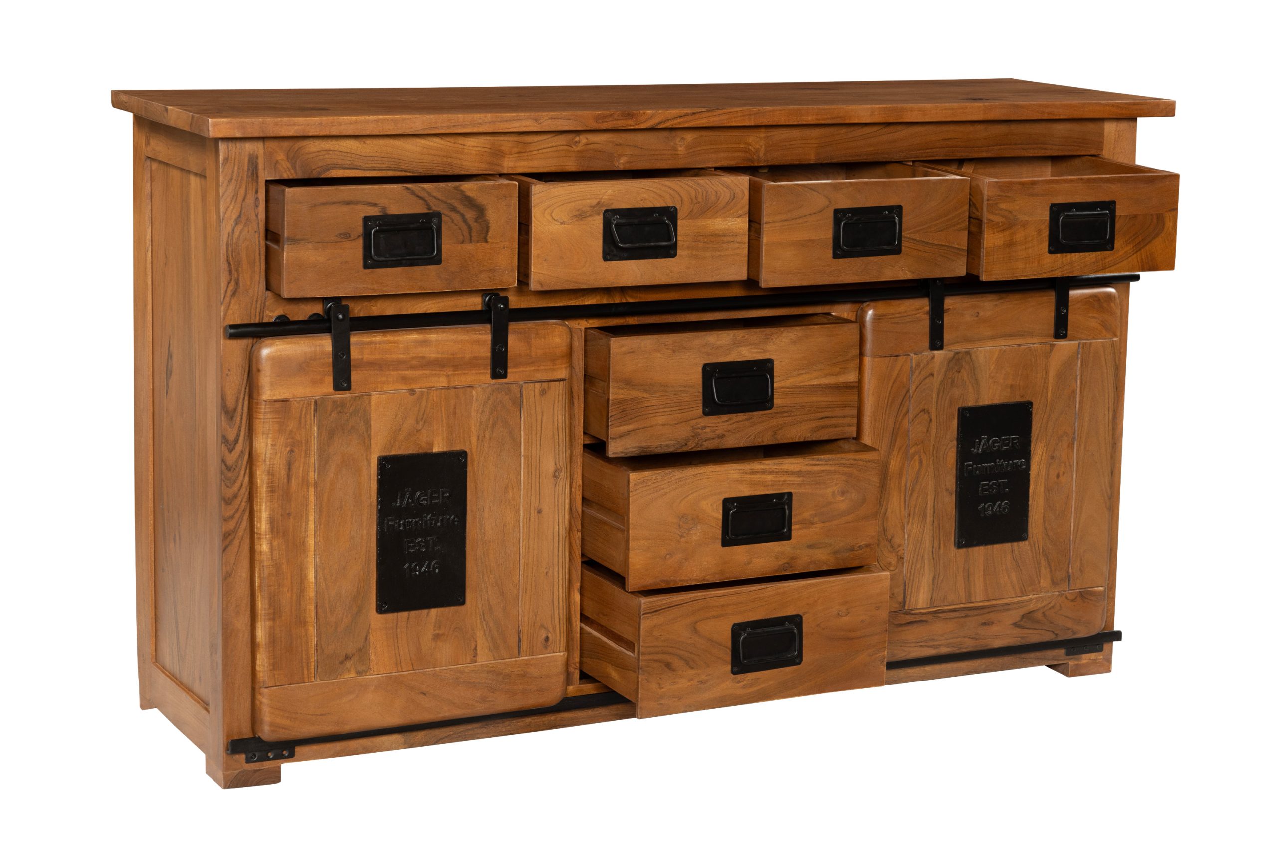 Sideboard Akazienholz massiv nussbaum Kommode 150 x 90 x 45 cm LIBRO – Bild 4