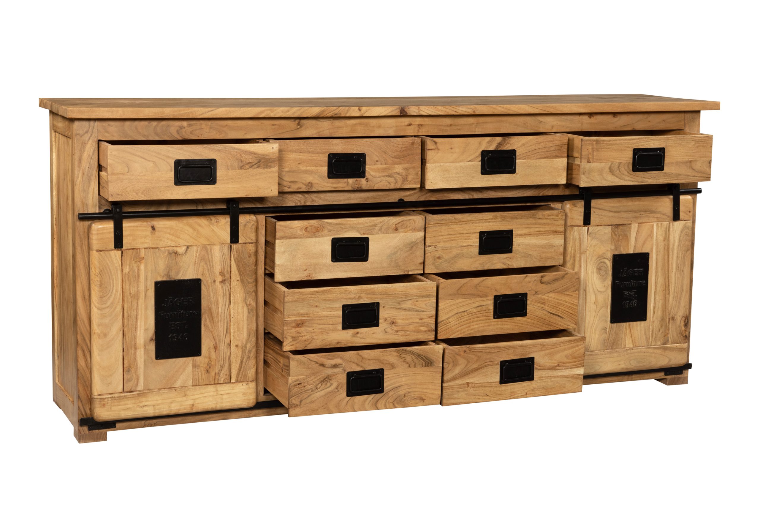 Sideboard Akazienholz massiv natur Kommode 200 x 90 x 45 cm LIBRO – Bild 2
