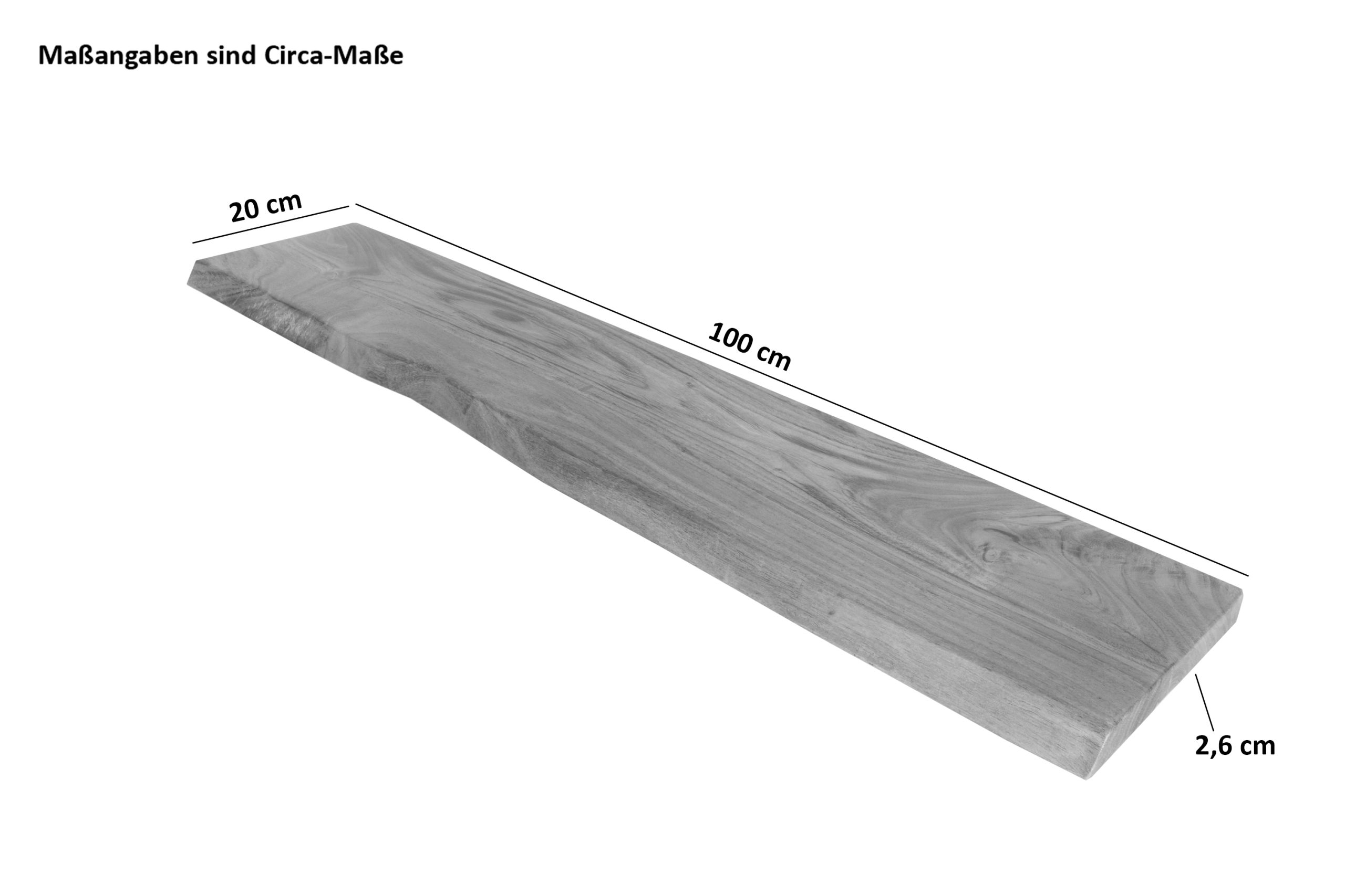 Wandregal Akazienholz natur massiv 100x20 cm Holzregal Steckboard Baumkante AMANDA – Bild 4
