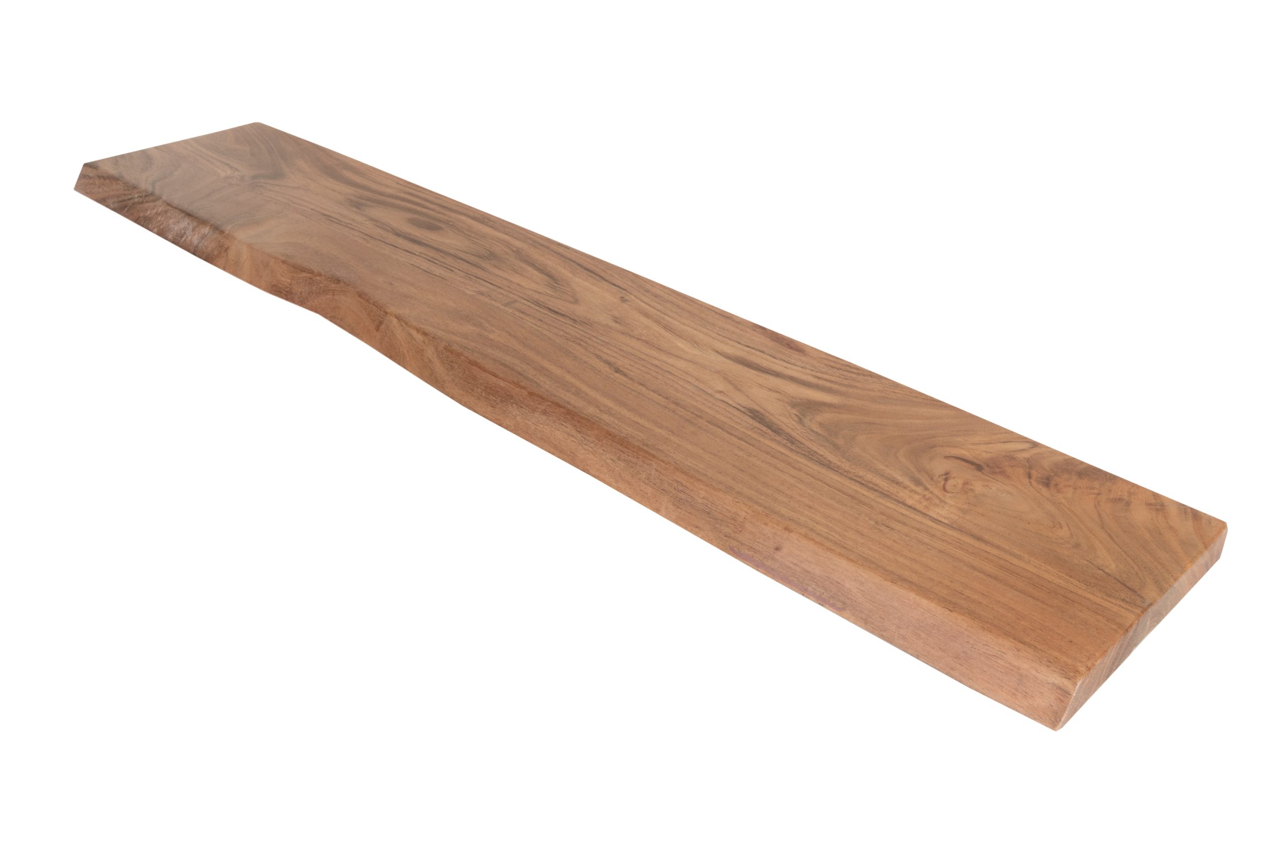 Wandregal Akazienholz natur massiv 130x20 cm Holzregal Steckboard Baumkante AMANDA – Bild 3