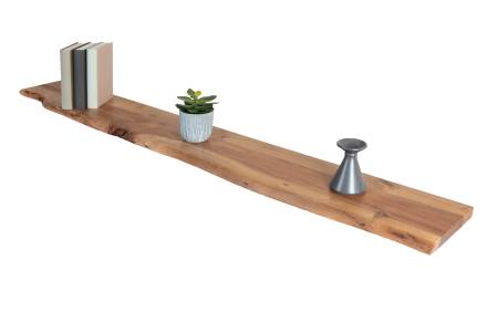 Wandregal Akazienholz natur massiv 140x20 cm Holzregal Steckboard Baumkante AMANDA