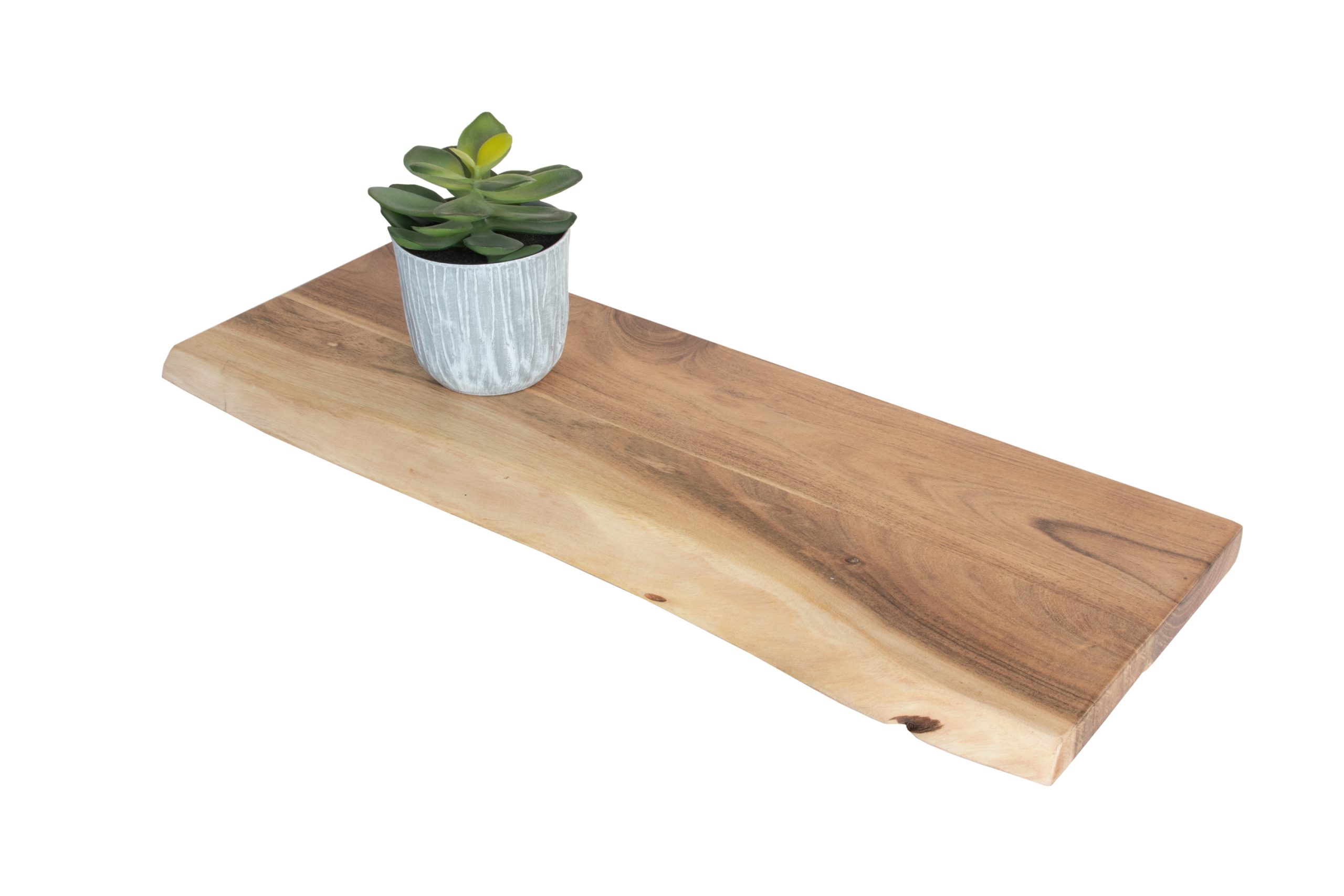 Wandregal Akazienholz natur massiv 60x20 cm Holzregal Steckboard Baumkante AMANDA