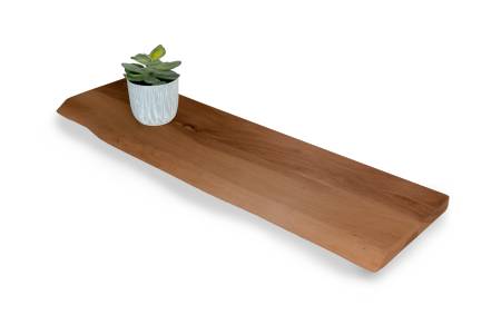 Wandregal Akazienholz nussbaum massiv 80x20 cm Holzregal Steckboard Baumkante AMANDA