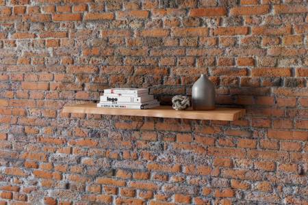 Wandregal Akazienholz natur massiv 100 cm Holzregal Baumkante SUVA