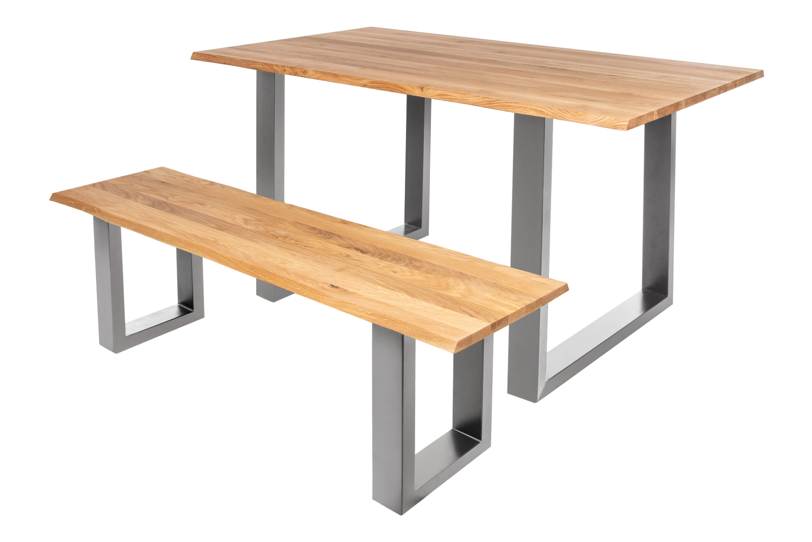 Sitzbank Baumkante 160 cm Eichenholz massiv geölt silber ENRICO – Bild 4