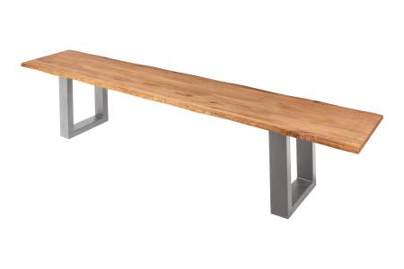Sitzbank Baumkante 220 cm Eichenholz massiv geölt silber ENRICO