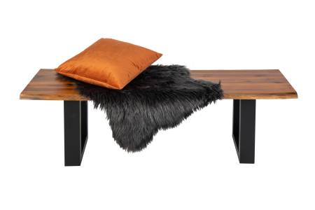 Sitzbank massive Baumkante 120 x 40 cm Akazie/cognac schwarz ESRA