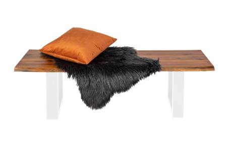 Sitzbank massive Baumkante 120 x 40 cm Akazie/cognac weiß ESRA