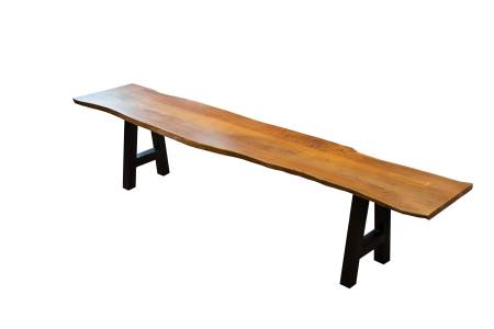 Sitzbank Baumkante 220 cm nussbaum massiv Akazie A-Gestell schwarz Quintus