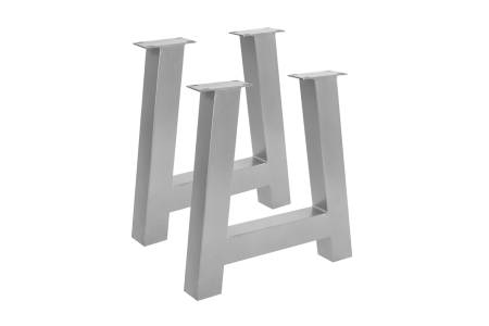 Tischgestell 2er Set Roheisen lackiert A-Gestell Industrial-Design silber A-Form