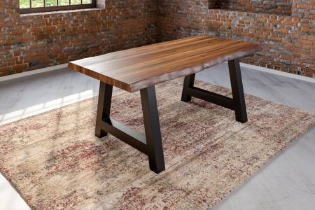 Esstisch Baumkante massiv Akazie nussbaum 180 x 90 schwarz Alicante