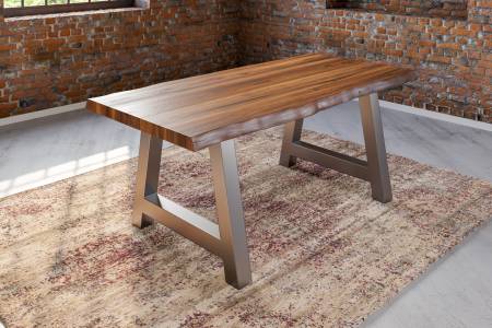 Esstisch Baumkante massiv Akazie nussbaum 260 x 100 silber Alicante