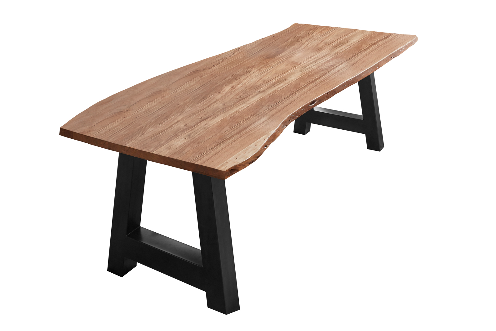 Esstisch Baumkante massiv Akazie natur 180 x 90 schwarz ATHEN – Bild 2