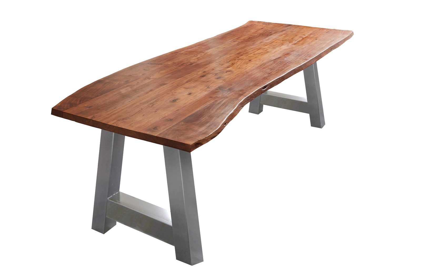 Esstisch Baumkante massiv Akazie nussbaum 220 x 100 silber ATHEN – Bild 2