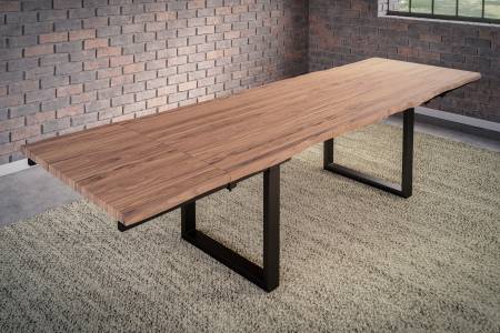 Baumkantentisch stone 220(320)x100 cm mit Ansteckplatten U-Gestell schwarz  BARCELONA