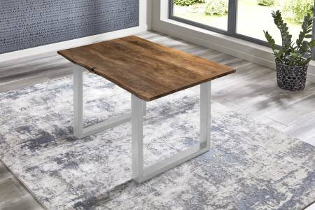 Esstisch Baumkante massiv Akazie Nussbaum 100 x 70 silber BILLY